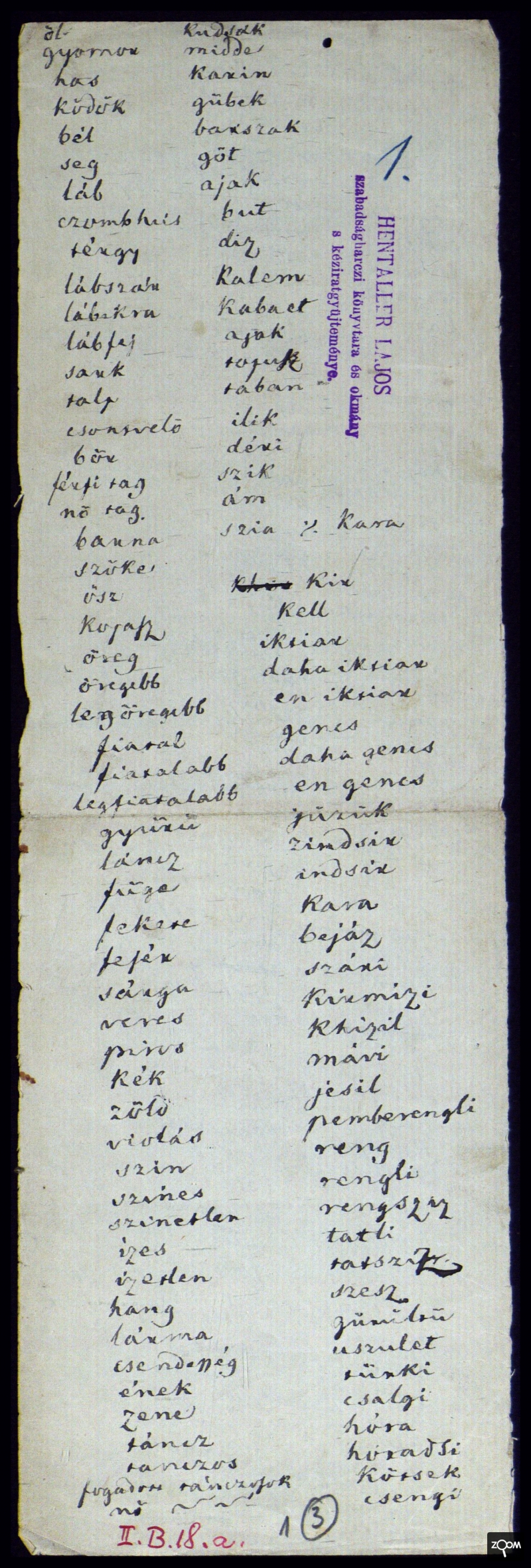 Kossuth török szótára, mely Vidinben készült. - Forrás: Országos levéltár