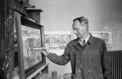 Szőnyi István zebegényi házában 1950 fortepan.hu Bojár Sándor adománya