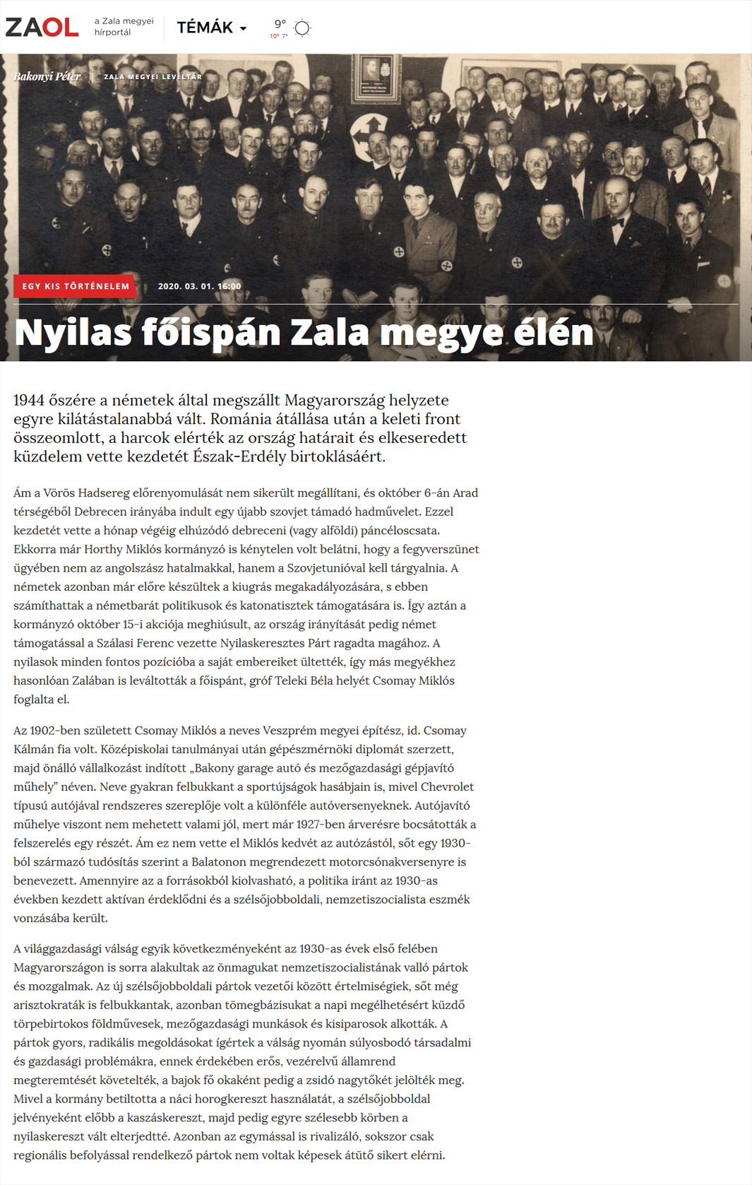 Nyilas főispán Zala megye élén Magyar Nemzeti Levéltár